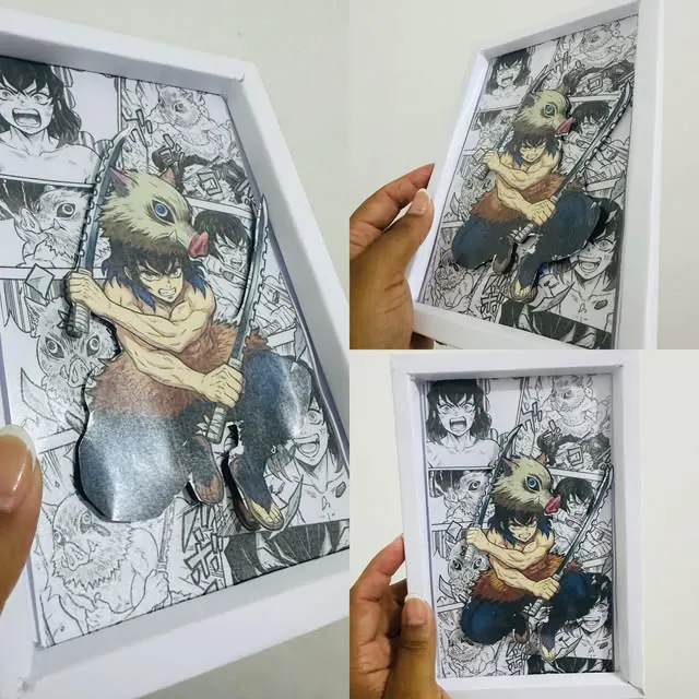 Cuadro 3D en capas de personaje de anime