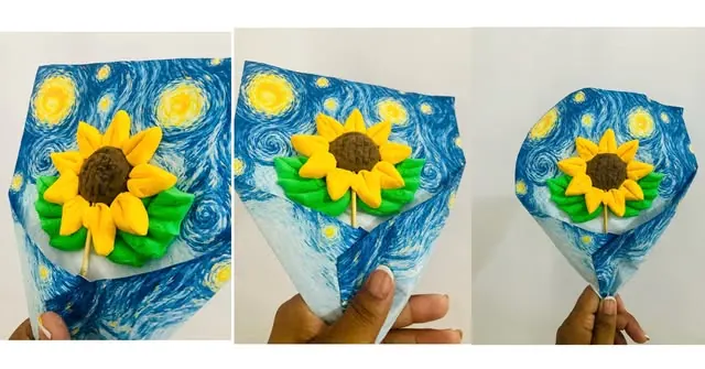 Ramo de girasol envuelto en La noche estrellada